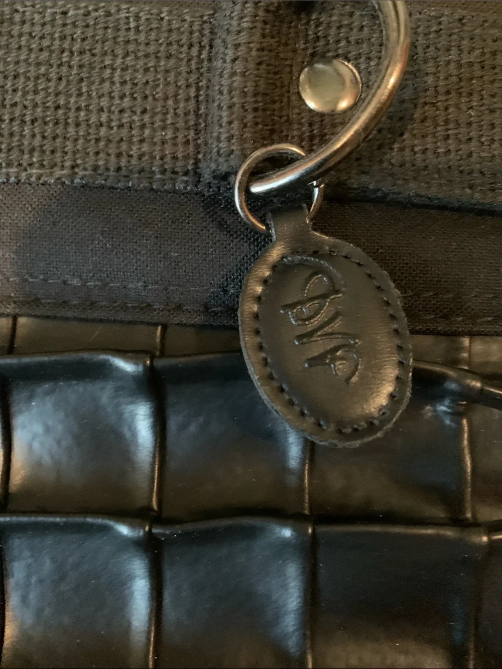 Diane Von Furstenberg Black Quilted Laptop Tote with Detachable Strap